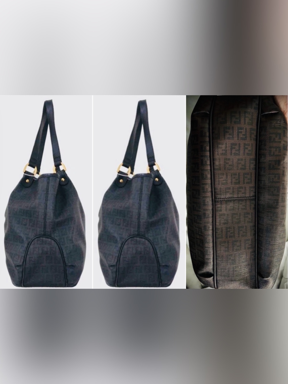 Fendi Dark Brown Zucchino Chiusura Monogram Tote Satchel /VG Shape 👀 Pics - Picture 12 of 16